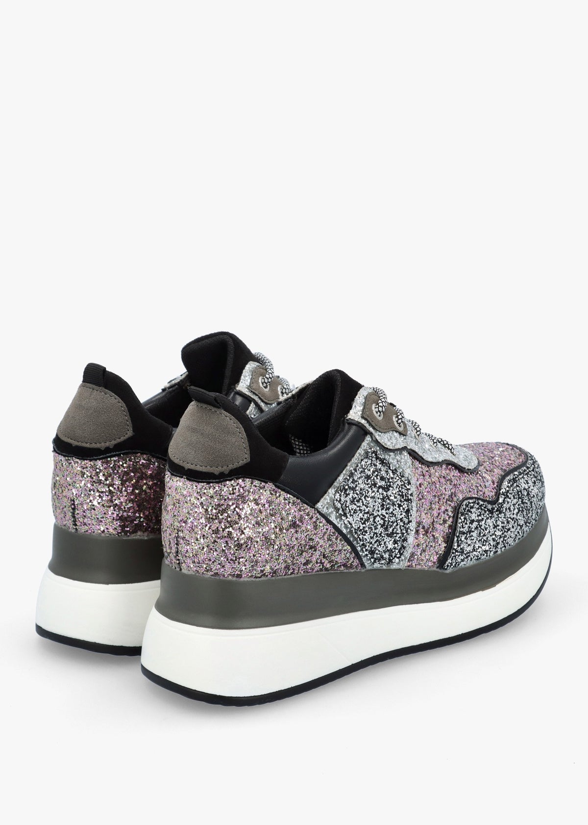 Carlina Multicoloured Glitter Flatform Trainers