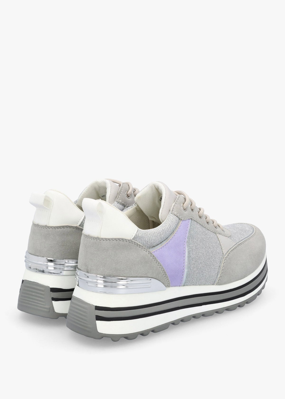 Chanella Grey Metallic Chunky Trainers