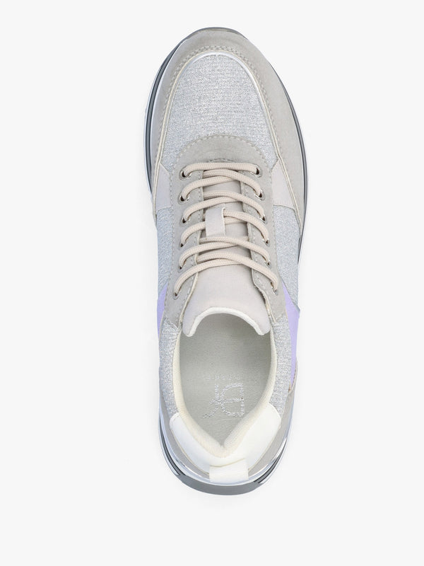 Chanella Grey Metallic Chunky Trainers