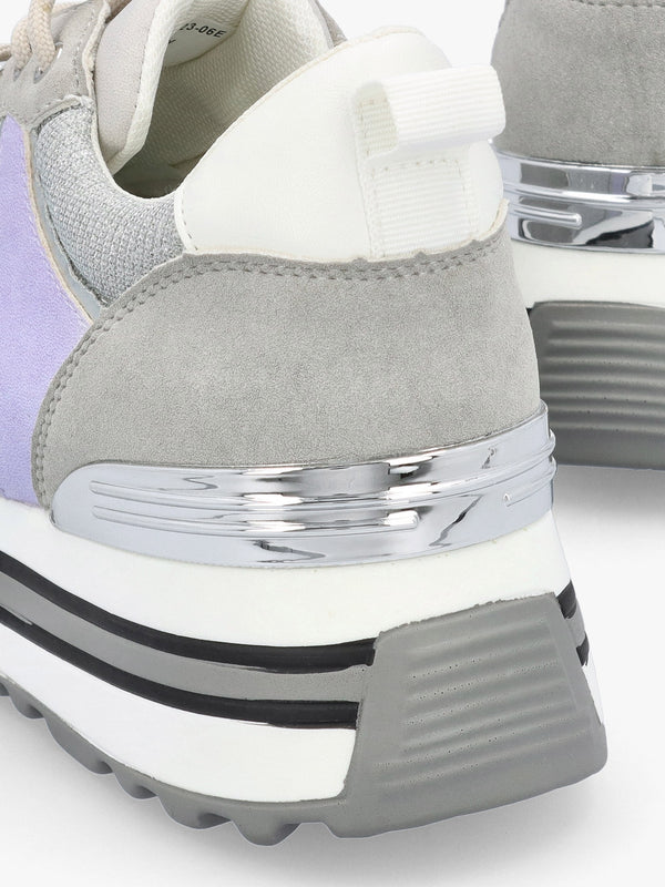 Chanella Grey Metallic Chunky Trainers