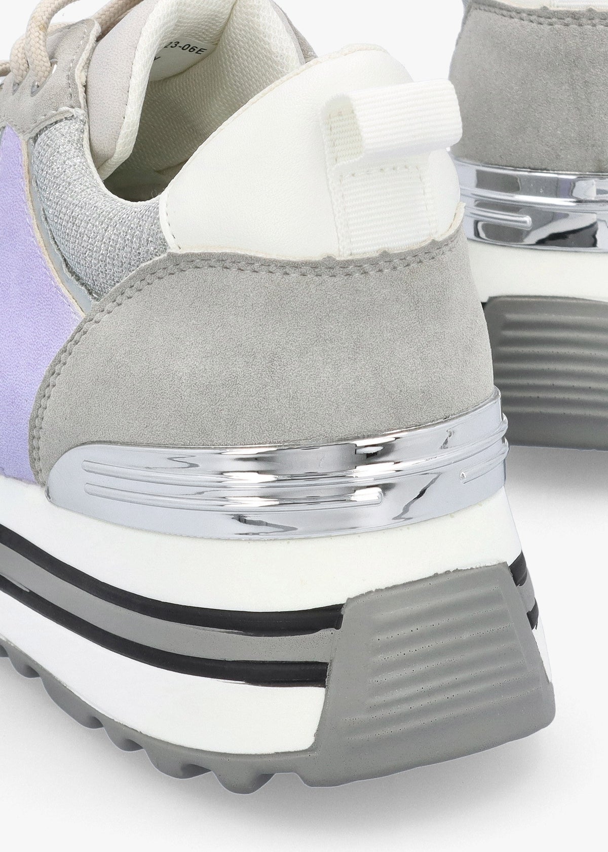 Chanella Grey Metallic Chunky Trainers