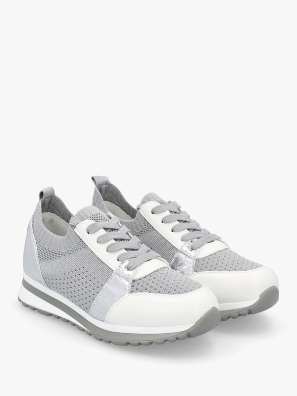 Dreya Knitted Grey Metallic Trainers