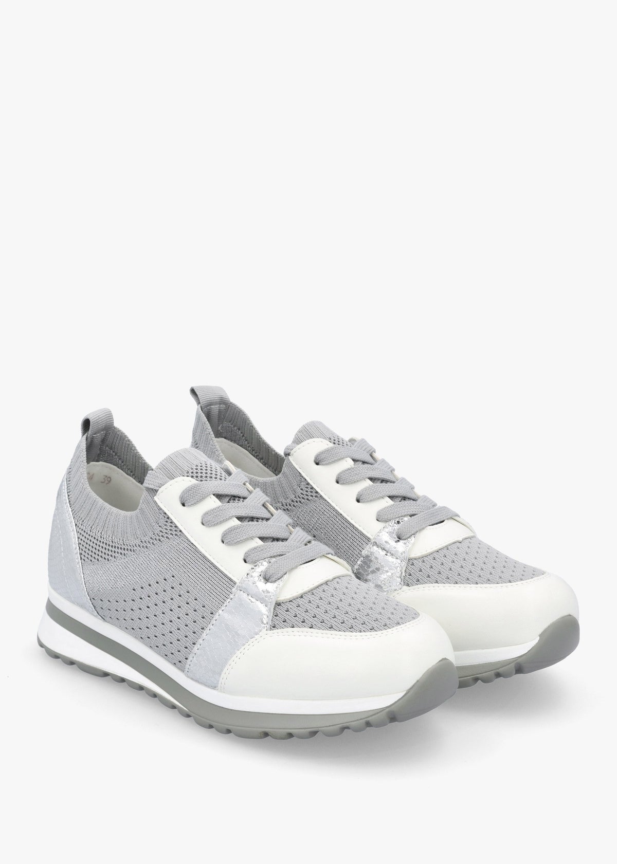 Dreya Knitted Grey Metallic Trainers