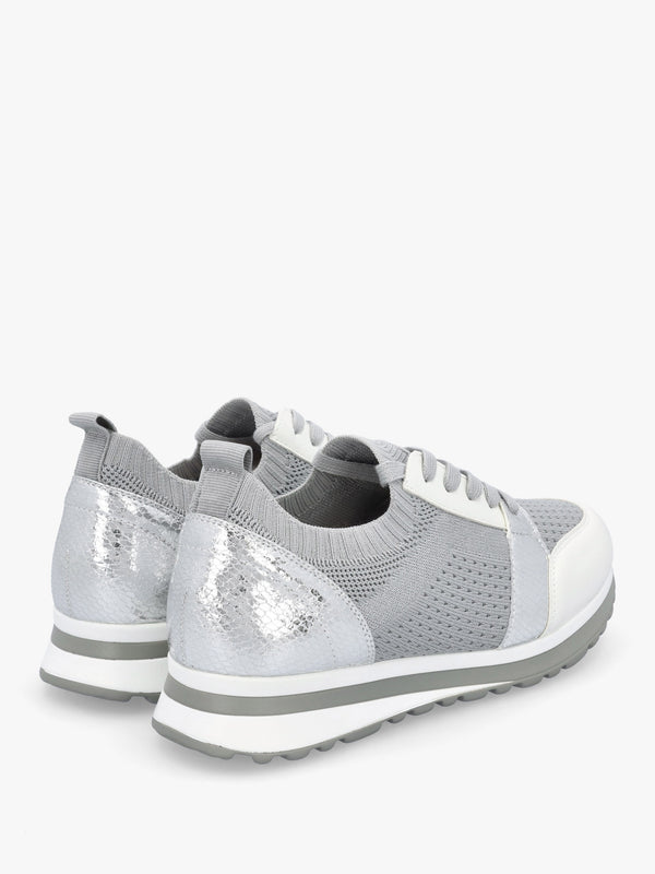 Dreya Knitted Grey Metallic Trainers