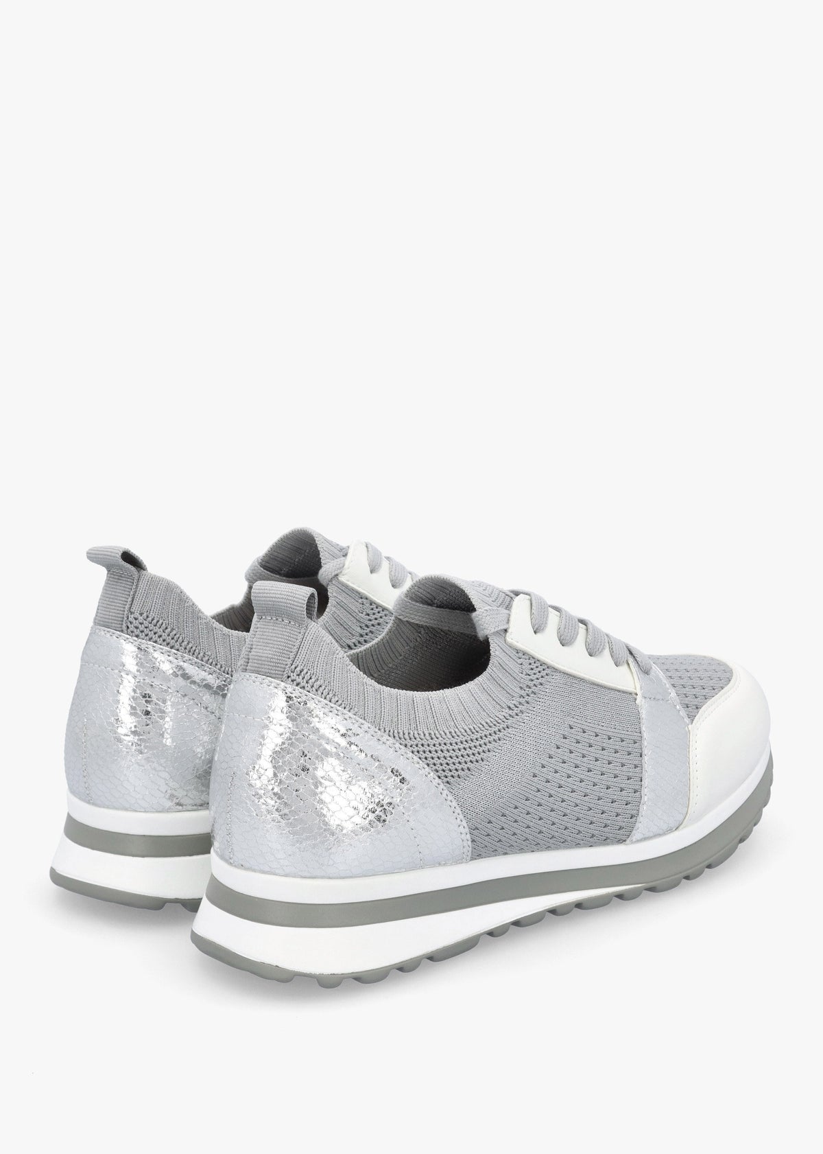 Dreya Knitted Grey Metallic Trainers