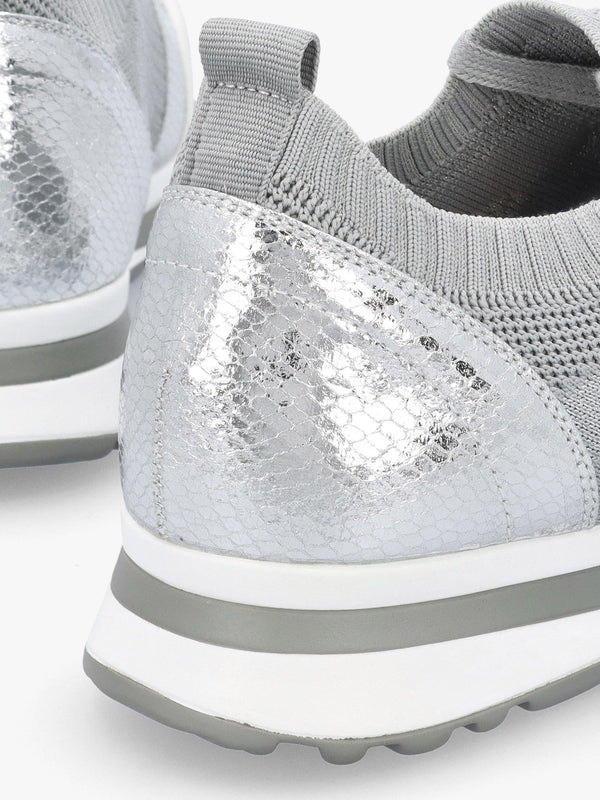 Dreya Knitted Grey Metallic Trainers