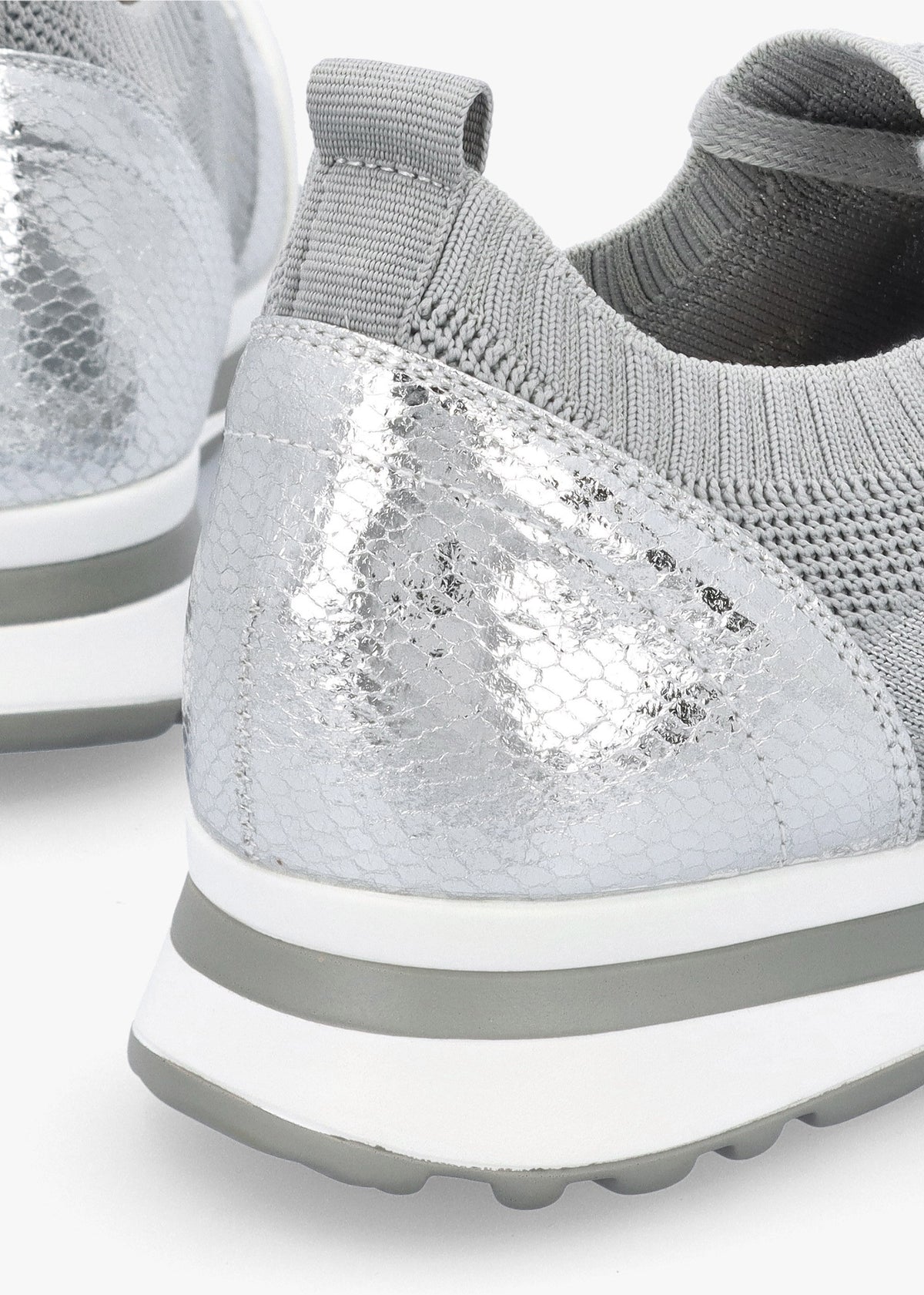 Dreya Knitted Grey Metallic Trainers