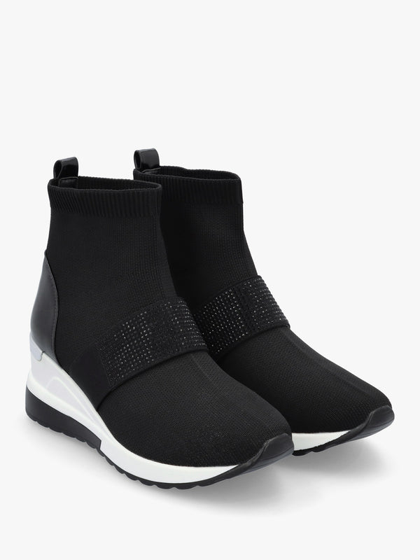 Crystal Black Wedge Sock High Top Trainers