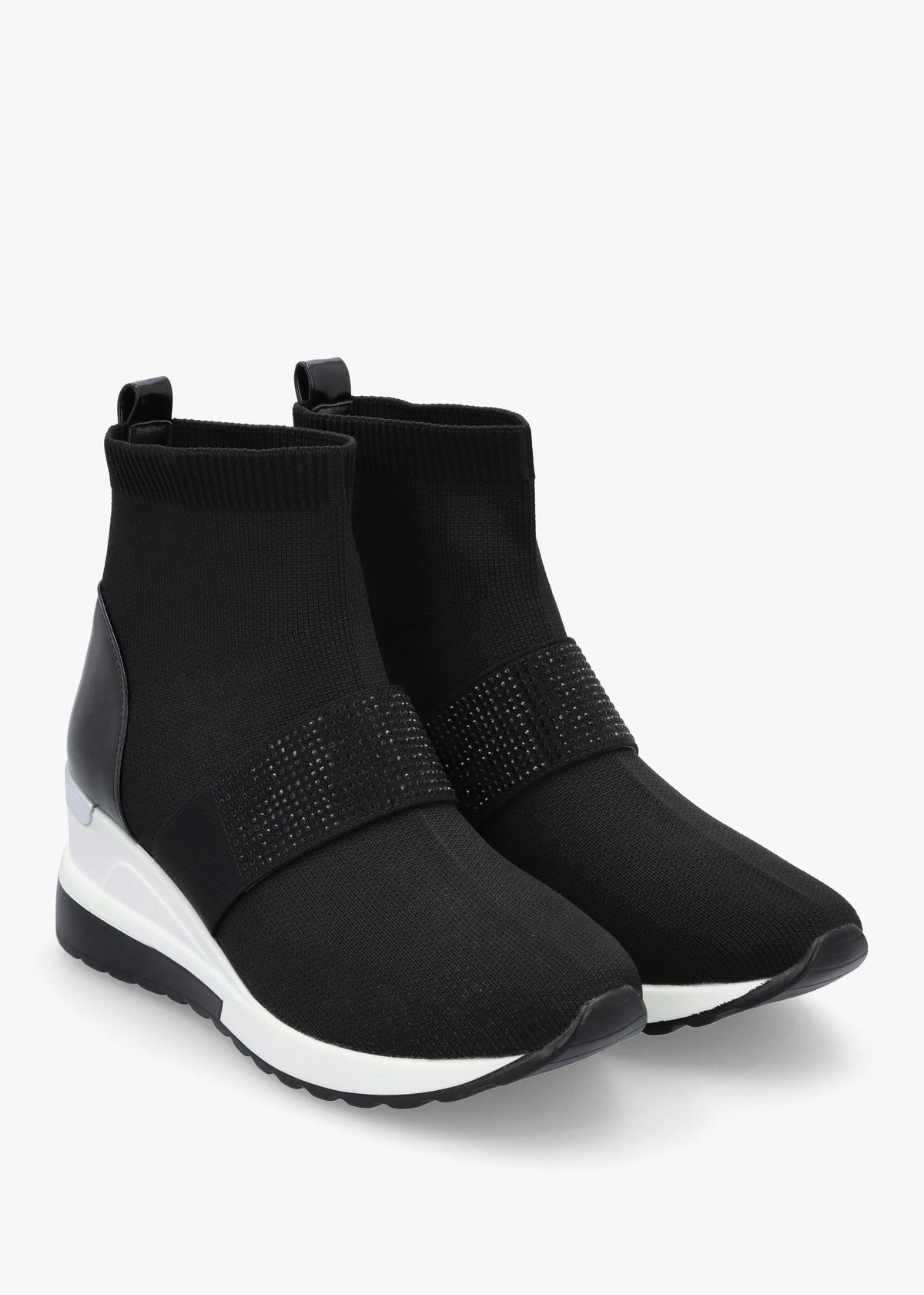 Crystal Black Wedge Sock High Top Trainers