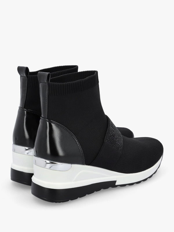 Crystal Black Wedge Sock High Top Trainers