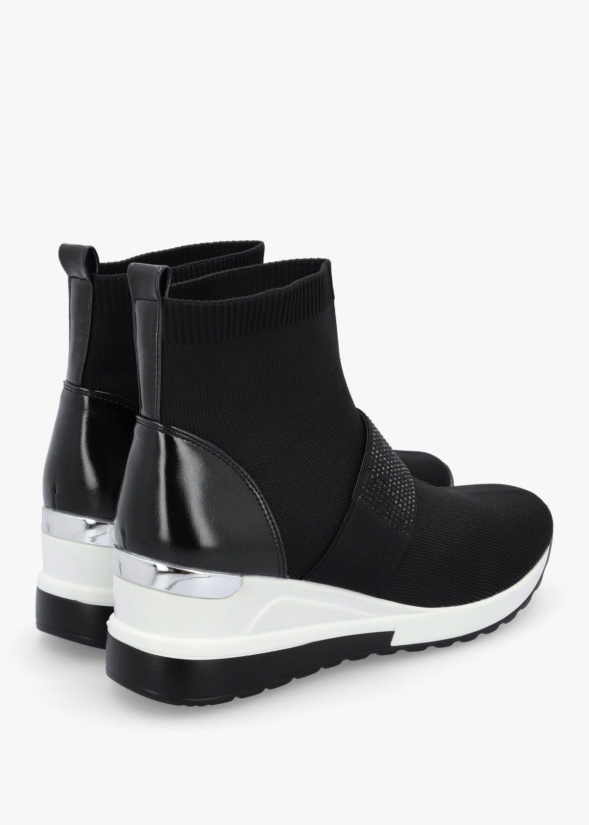 Crystal Black Wedge Sock High Top Trainers