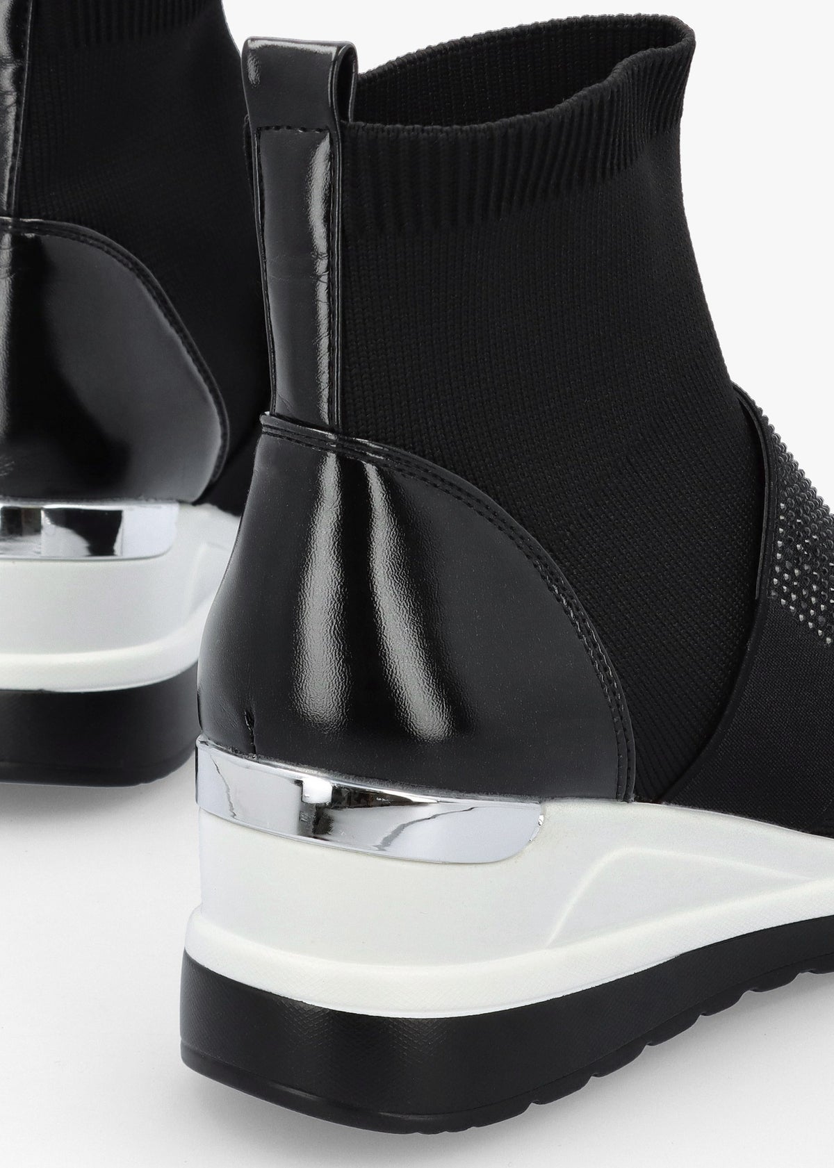Crystal Black Wedge Sock High Top Trainers