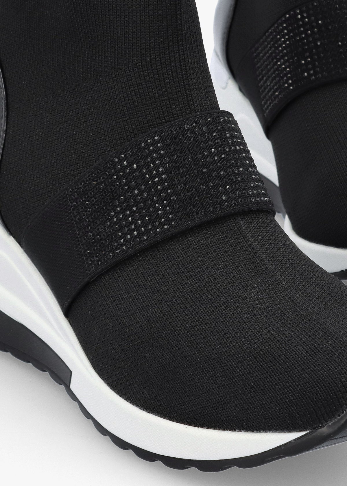 Crystal Black Wedge Sock High Top Trainers