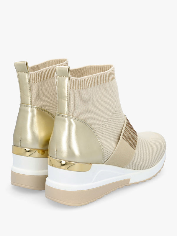 Crystal Beige Wedge Sock High Top Trainers