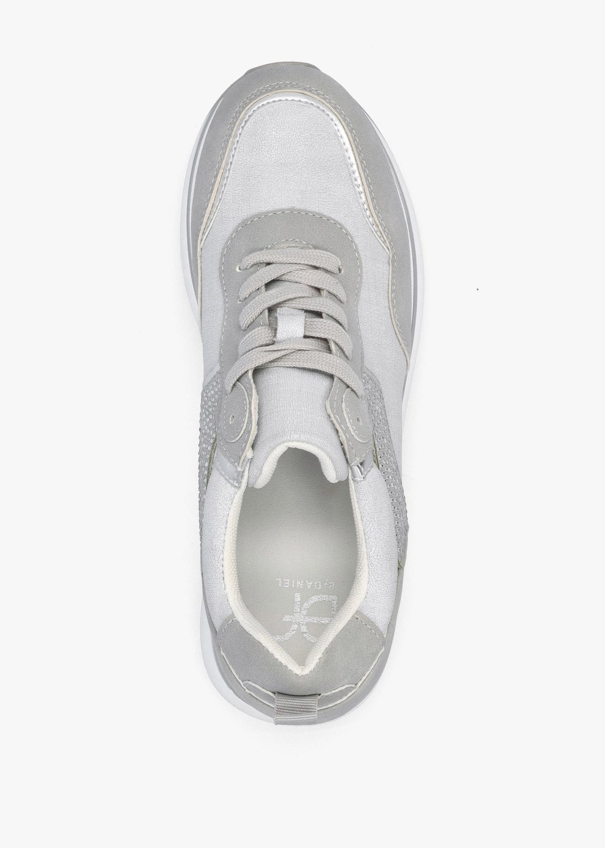 Clarina Grey Crystal Embellished Flatform Trainers
