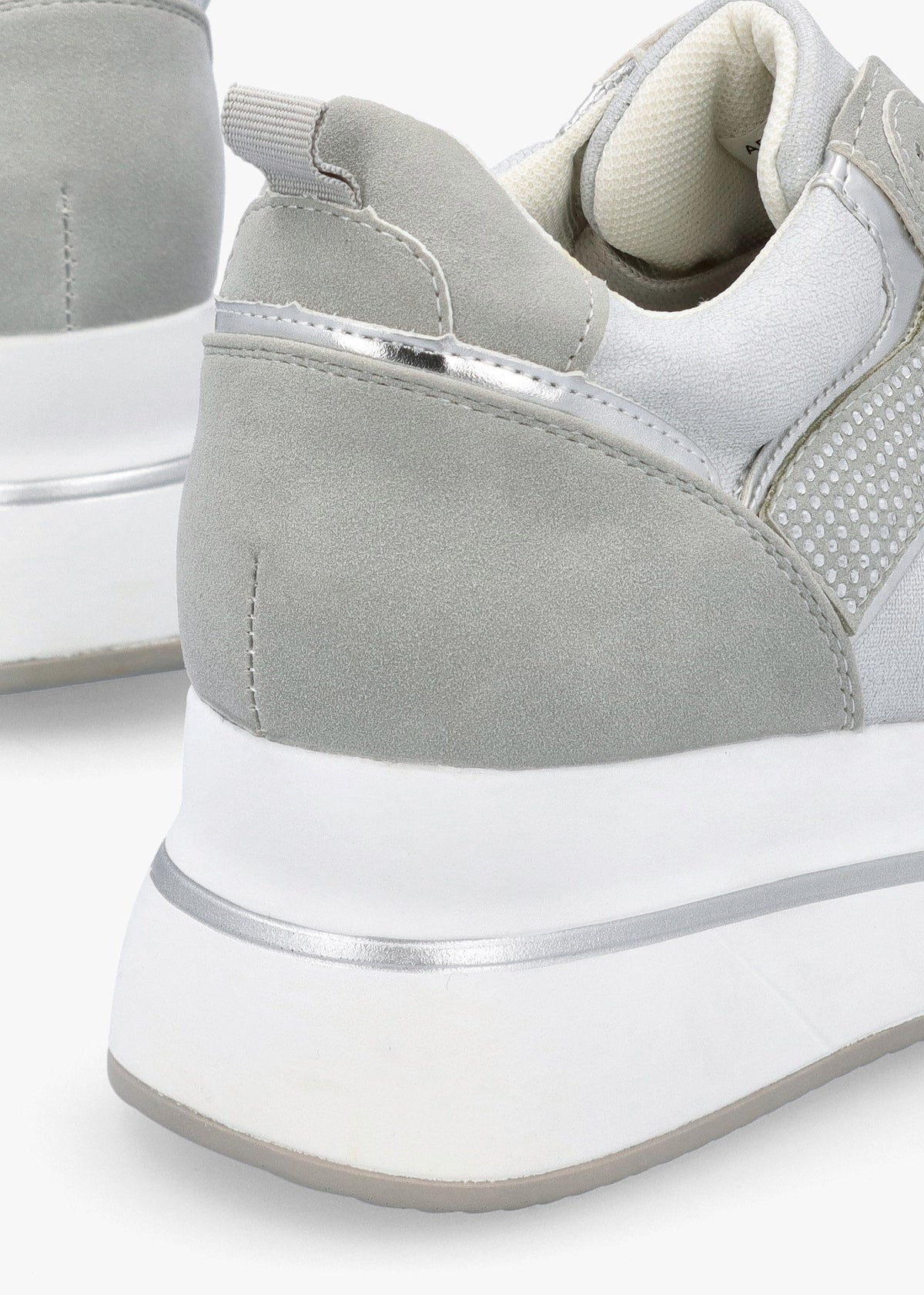 Clarina Grey Crystal Embellished Flatform Trainers