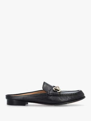 Pule Black Leather Backless Mule Loafers