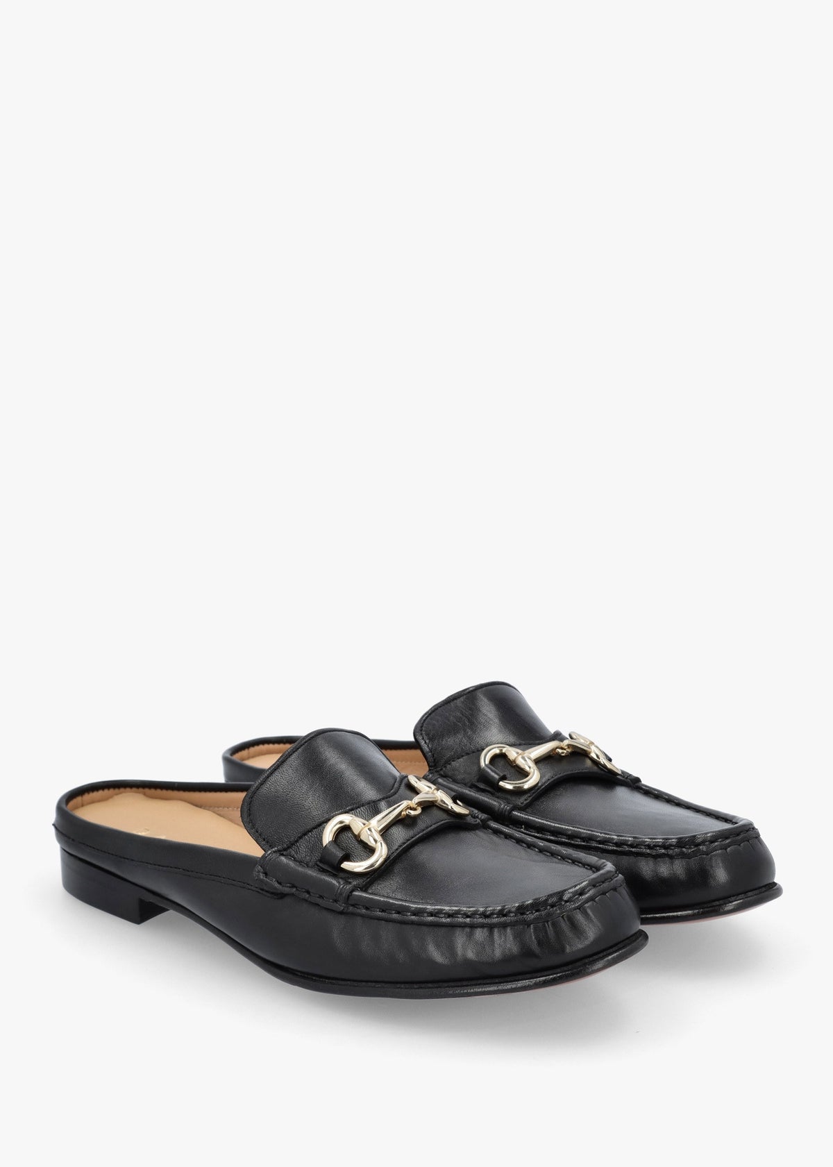 Pule Black Leather Backless Mule Loafers