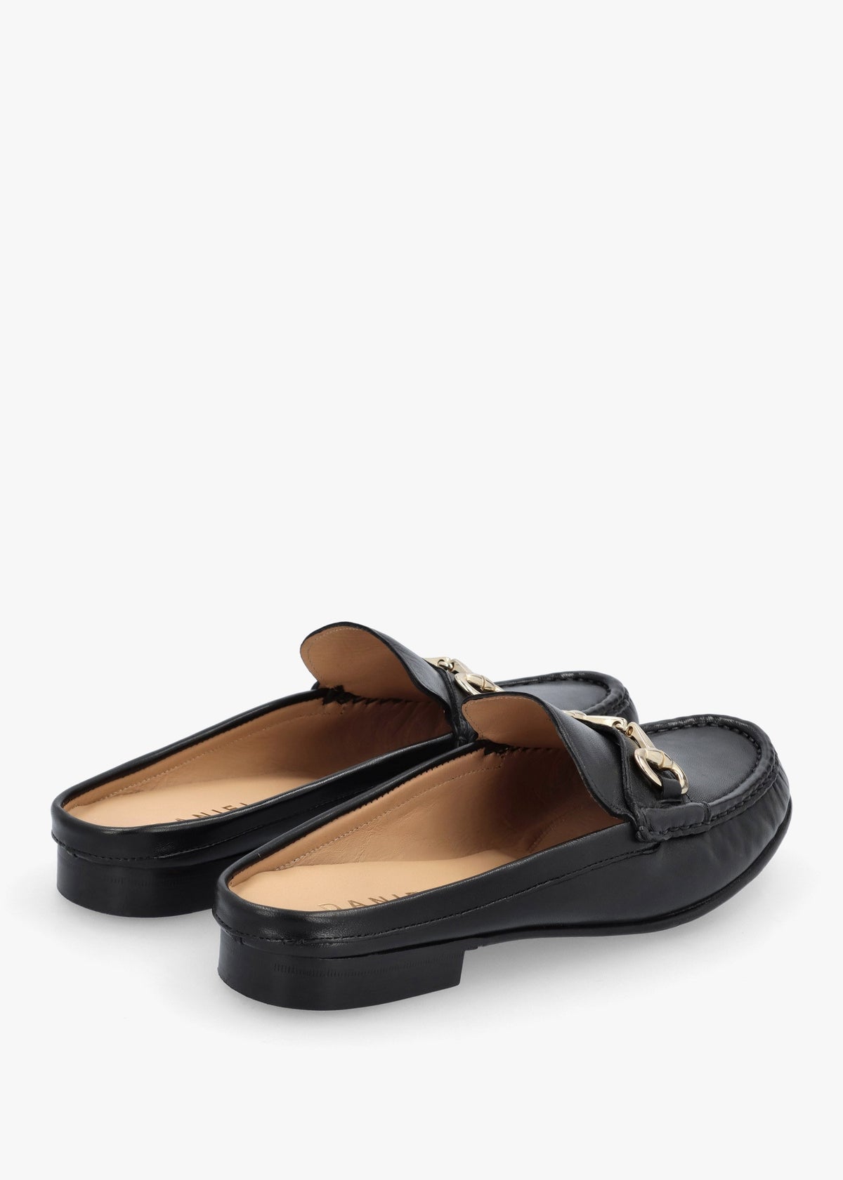 Pule Black Leather Backless Mule Loafers