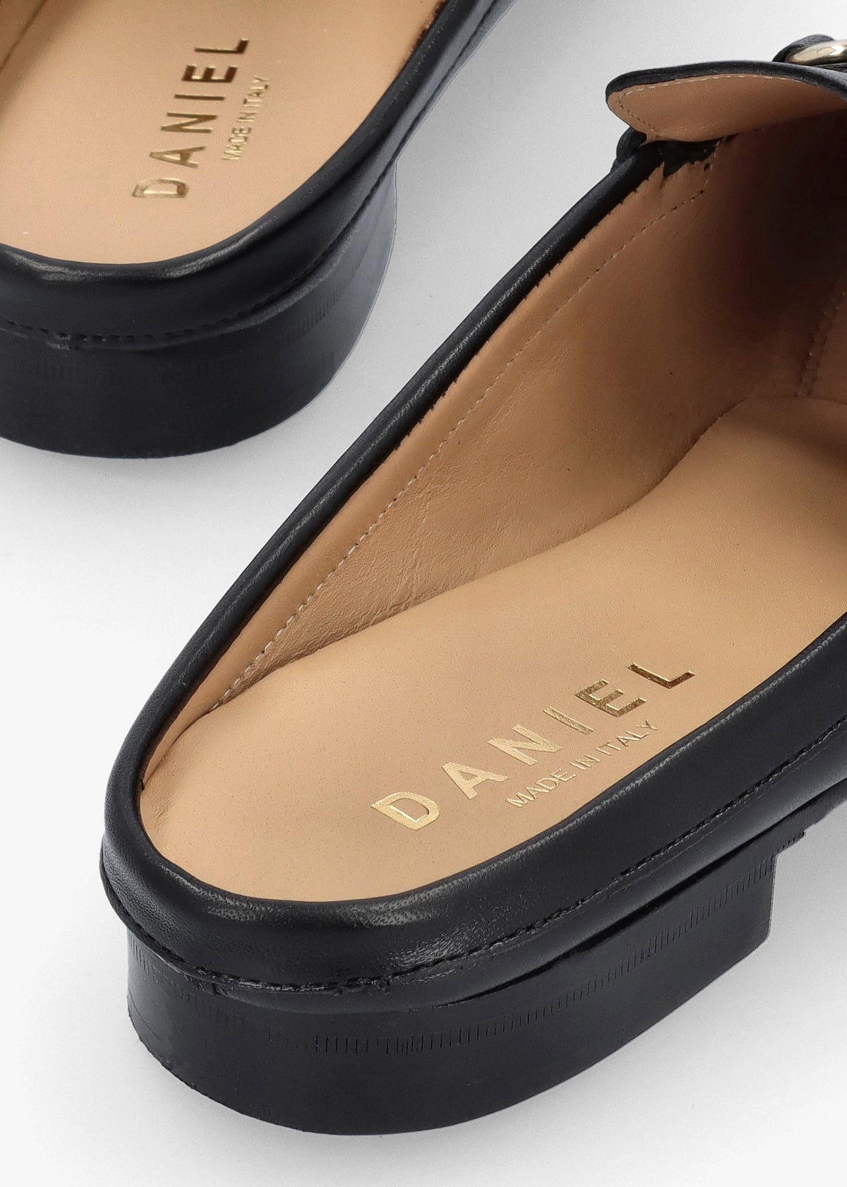 Pule Black Leather Backless Mule Loafers