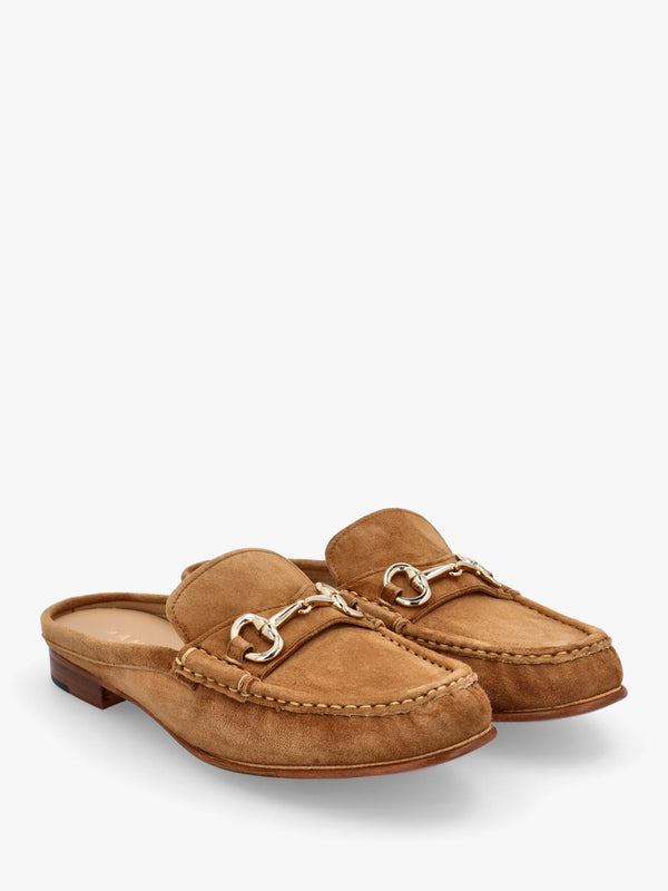 Pule Tan Suede Backless Mule Loafers
