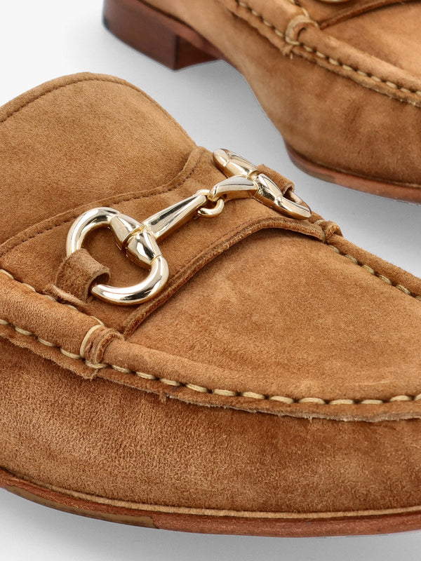 Pule Tan Suede Backless Mule Loafers
