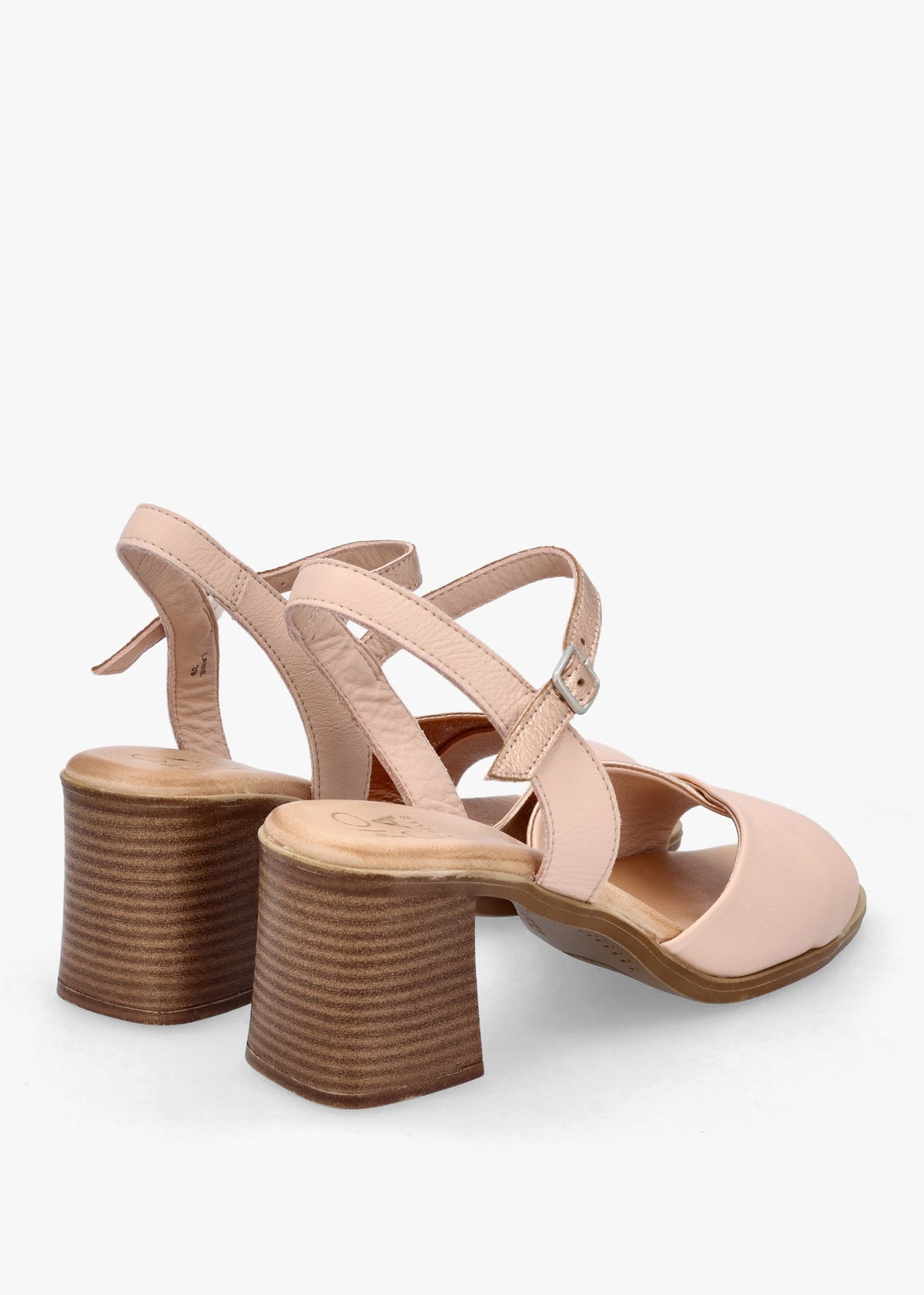 Lanie Pink & Rose Gold Leather Block Heel Sandals
