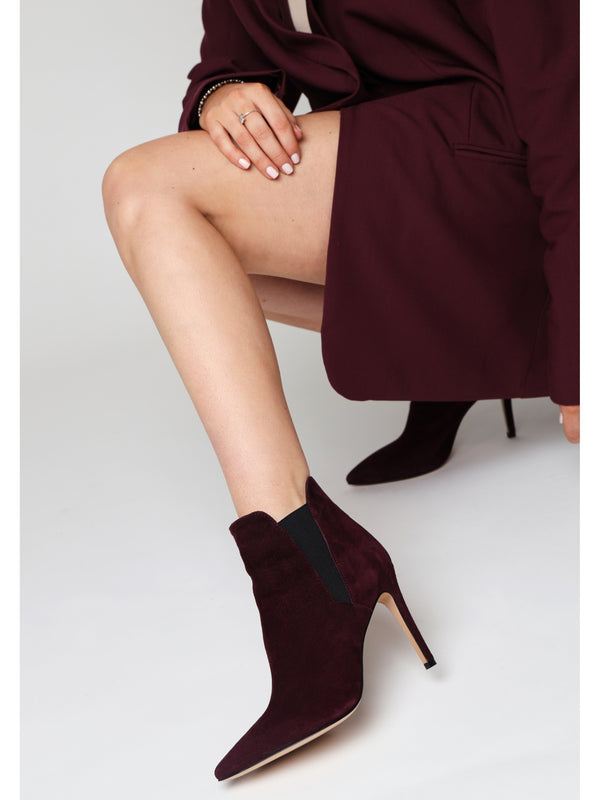 Adril Burgundy Suede Ankle Boots