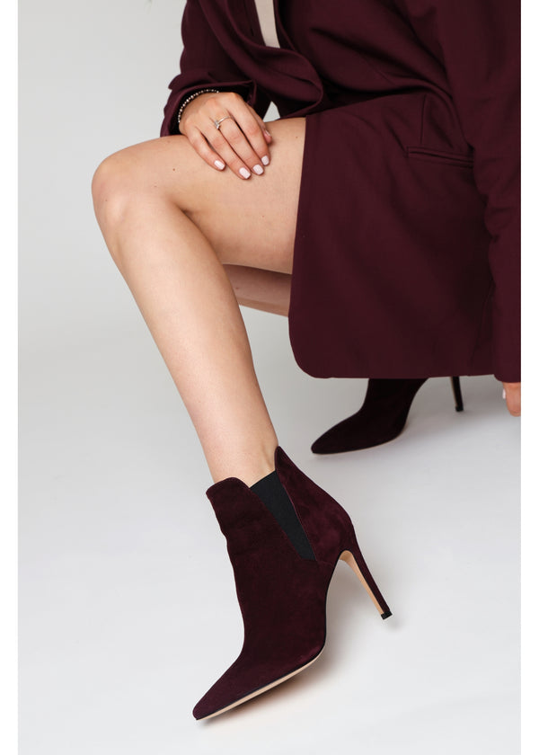 Adril Burgundy Suede Ankle Boots