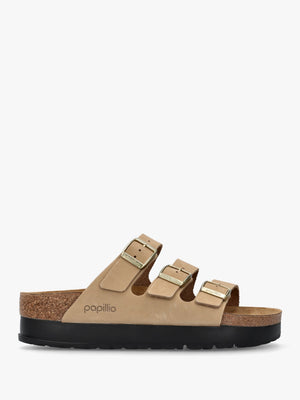 Florida III Pap Flex Platform Sandcastle Nubuck Leather Mules