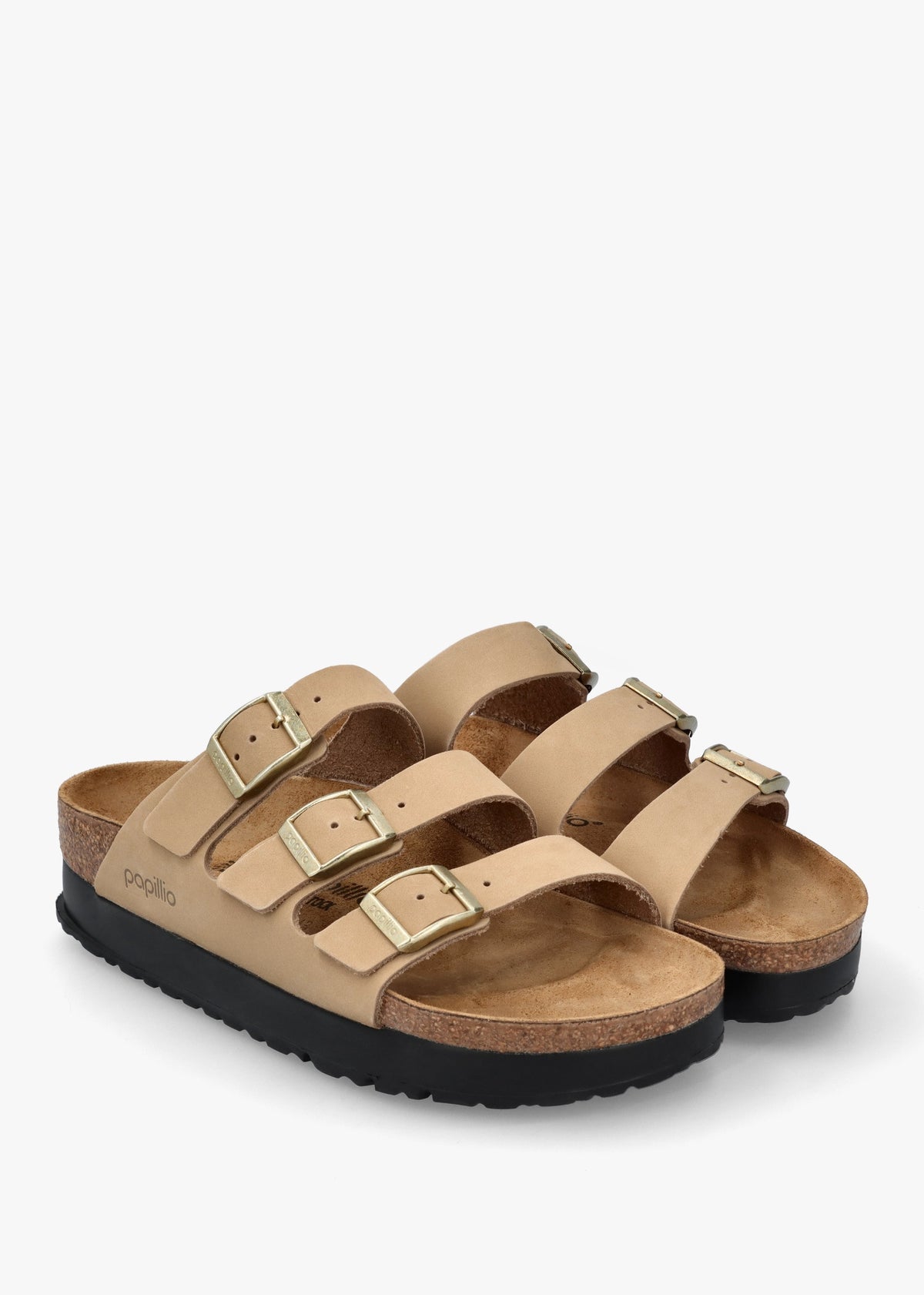 Florida III Pap Flex Platform Sandcastle Nubuck Leather Mules
