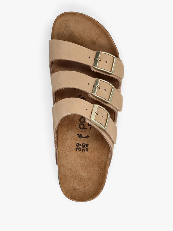 Florida III Pap Flex Platform Sandcastle Nubuck Leather Mules