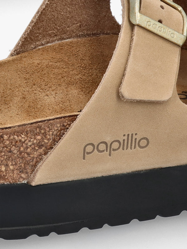 Florida III Pap Flex Platform Sandcastle Nubuck Leather Mules