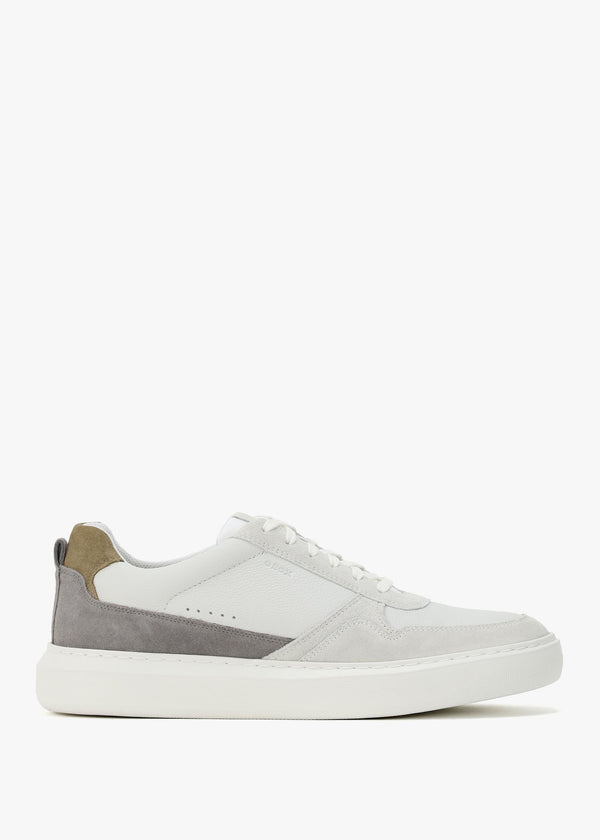 Men’s U Deiven Off White Anthracite Leather Trainers