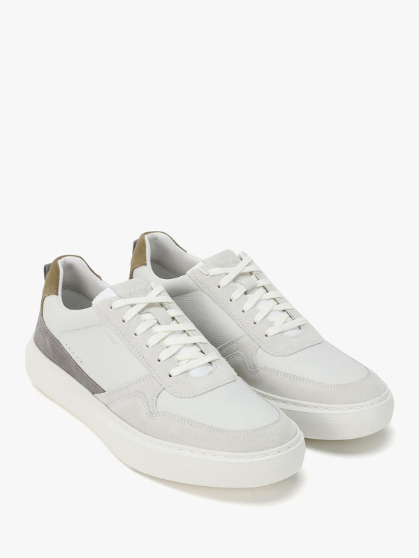 Men’s U Deiven Off White Anthracite Leather Trainers