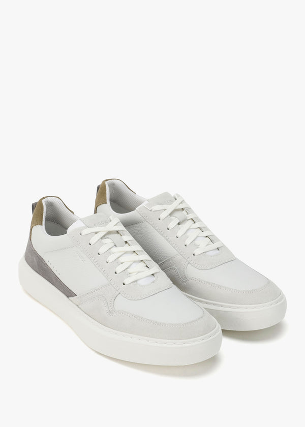 Men’s U Deiven Off White Anthracite Leather Trainers