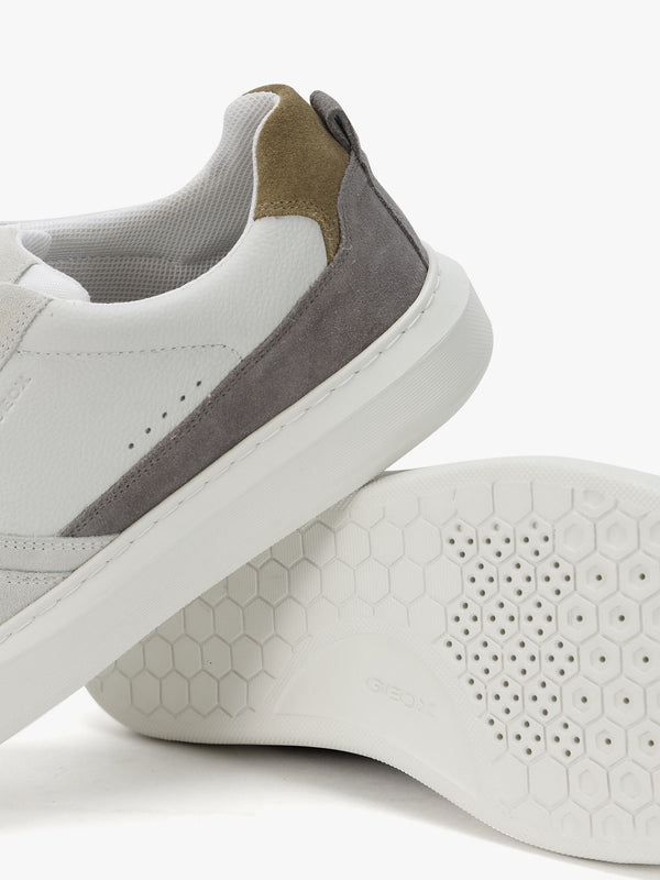 Men’s U Deiven Off White Anthracite Leather Trainers