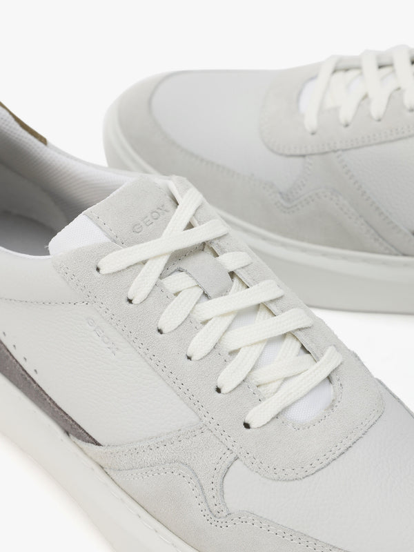 Men’s U Deiven Off White Anthracite Leather Trainers