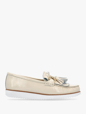 Passy Cream Patent Leather Tassel Loafers