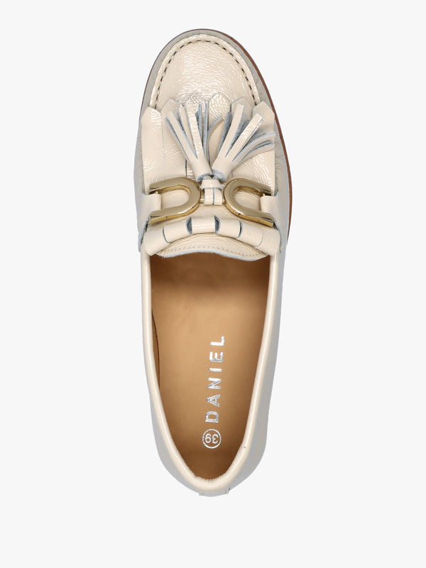 Passy Cream Patent Leather Tassel Loafers