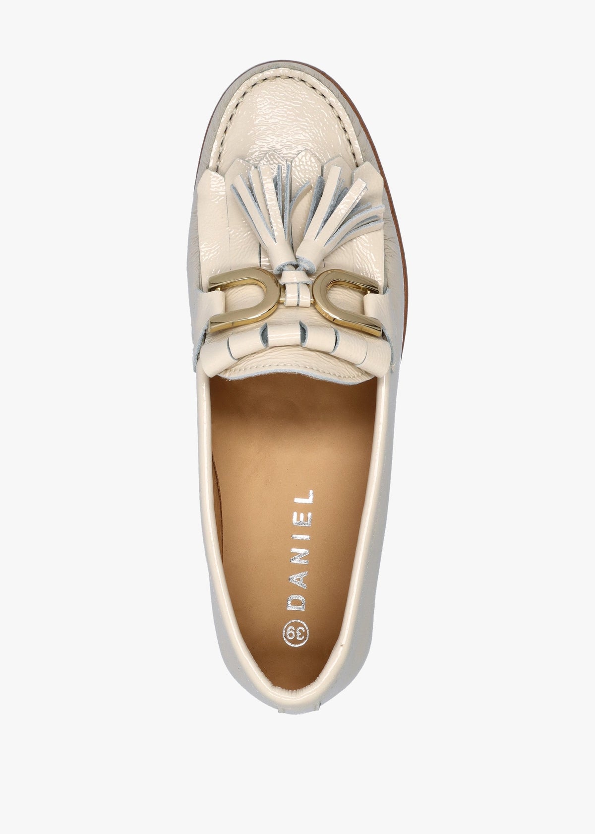 Passy Cream Patent Leather Tassel Loafers