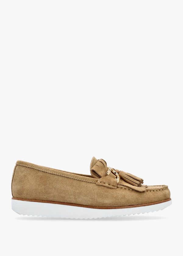 Passy Beige Suede Tassel Loafers