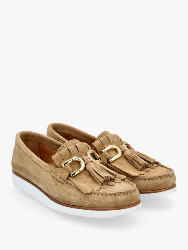Passy Beige Suede Tassel Loafers