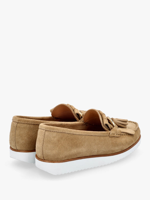 Passy Beige Suede Tassel Loafers