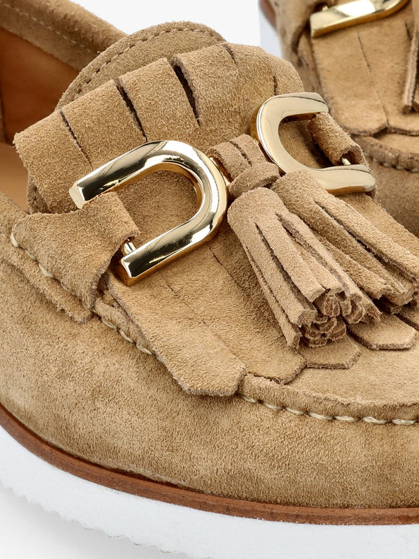 Passy Beige Suede Tassel Loafers
