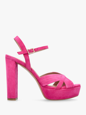 Avery Pink Suede Platform Heeled Sandals