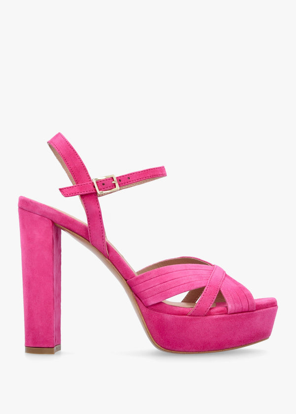 Avery Pink Suede Platform Heeled Sandals