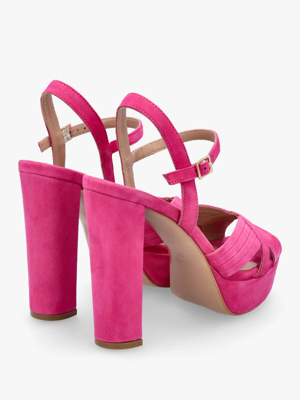 Avery Pink Suede Platform Heeled Sandals