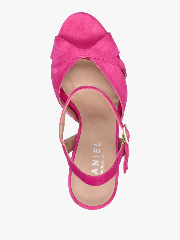 Avery Pink Suede Platform Heeled Sandals