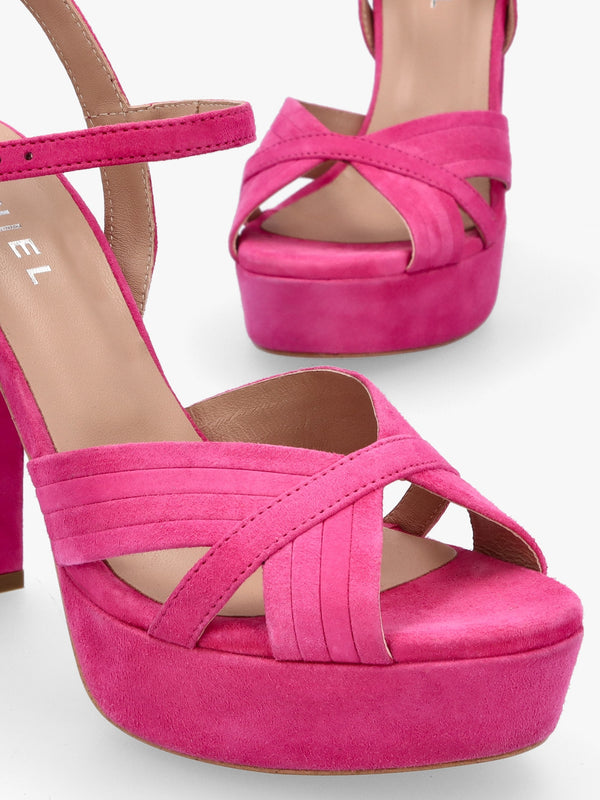 Avery Pink Suede Platform Heeled Sandals